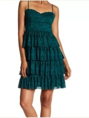 Lace Tiered Spaghetti-Strap Dress